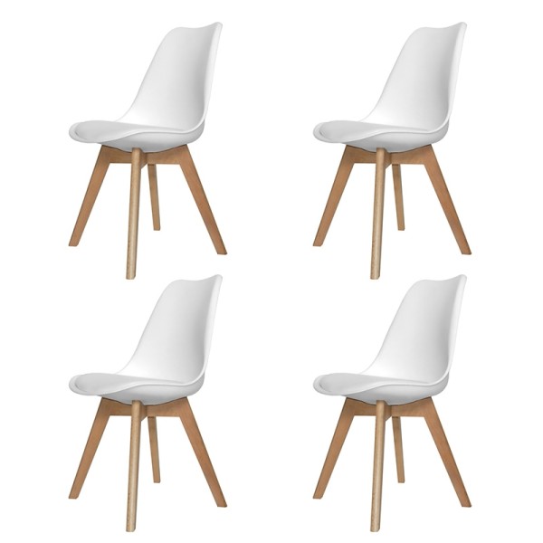 Pack 4 Sillas New Tower Wood Blanca | Venta de Muebles Online