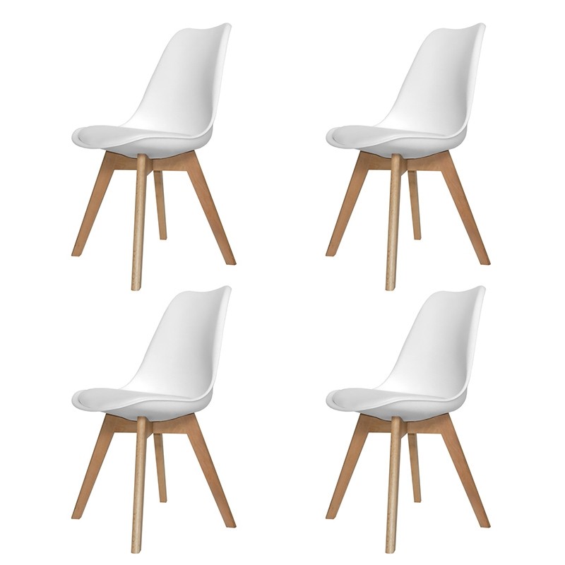 Pack 4 Sillas New Tower Wood Blanca | Venta de Muebles Online