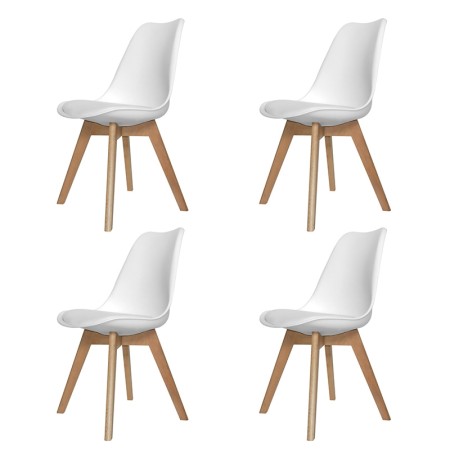 Pack 4 Sillas New Tower Wood Blanca | Venta de Muebles Online