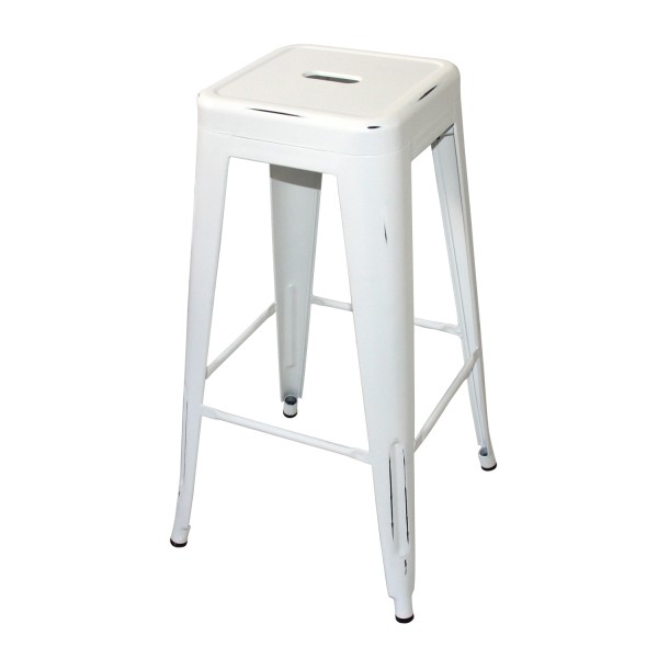 Taburete blanco en acero Lank