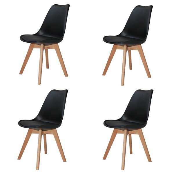 Pack 4 Sillas New Tower Wood Negras Extra Quality | Venta de Muebles Online