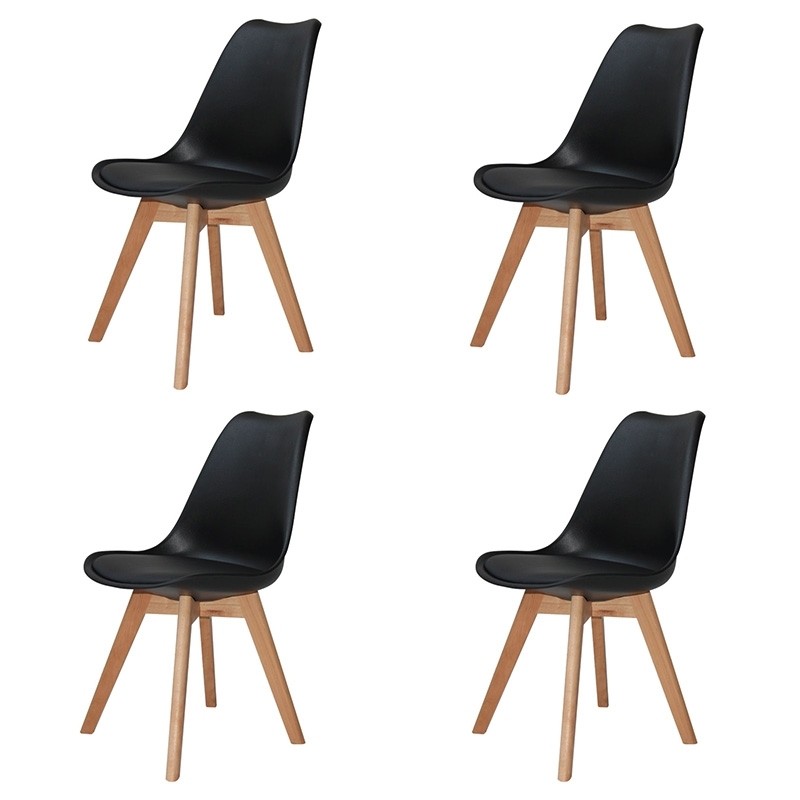 Pack 4 Sillas New Tower Wood Negras Extra Quality | Venta de Muebles Online