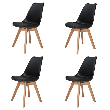 Pack 4 Sillas New Tower Wood Negras Extra Quality | Venta de Muebles Online