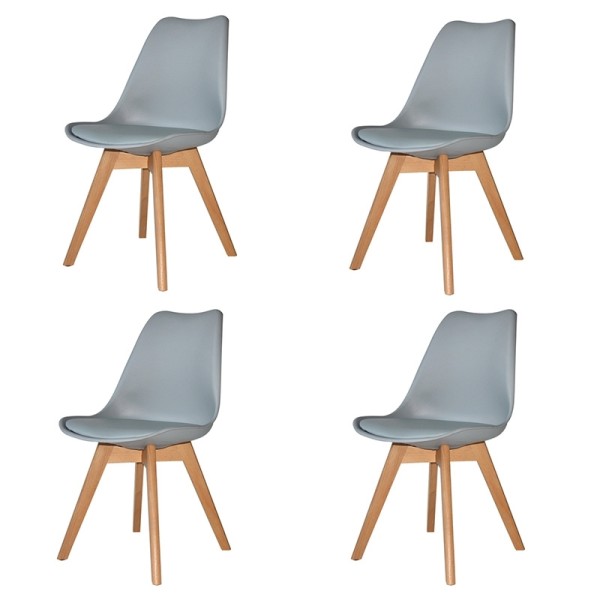 Pack 4 Sillas New Tower Wood Grises Extra Quality | Venta de Muebles Online