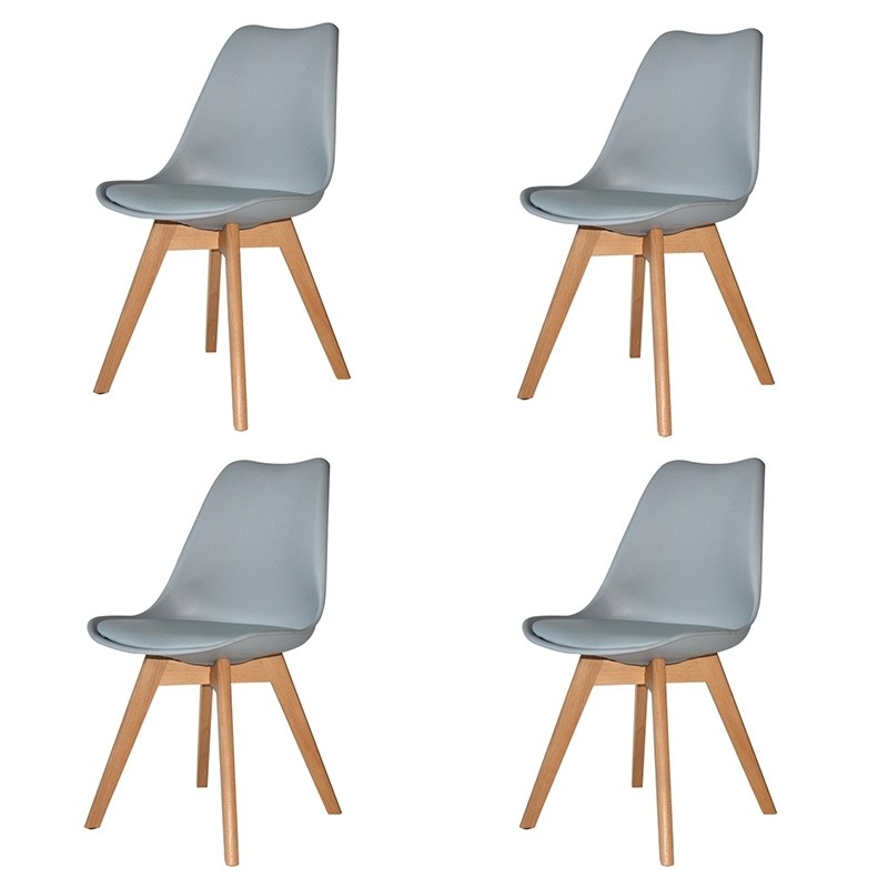 Pack 4 Sillas New Tower Wood Grises Extra Quality | Venta de Muebles Online