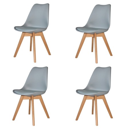 Pack 4 Sillas New Tower Wood Grises Extra Quality | Venta de Muebles Online