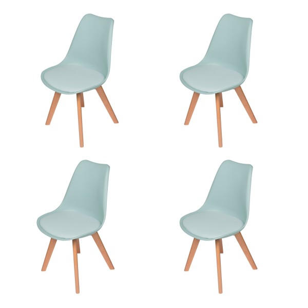 Pack 4 Sillas New Tower Wood Aguamarina Extra Quality | Venta de Muebles Online