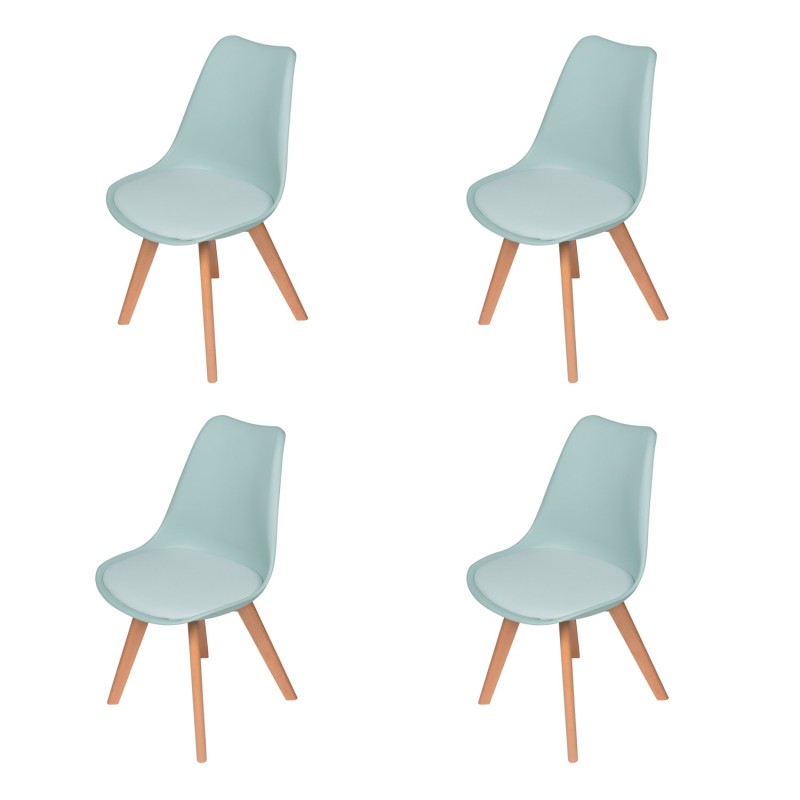 Pack 4 Sillas New Tower Wood Aguamarina Extra Quality | Venta de Muebles Online