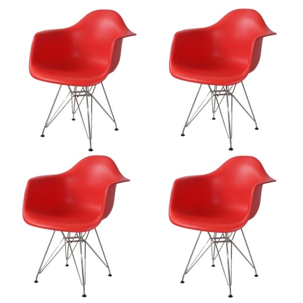 Pack 4 Sillones Tower Chrome Rojos | Venta de Muebles Online
