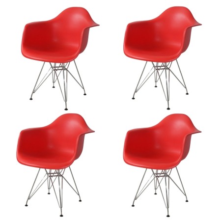 Pack 4 Sillones Tower Chrome Rojos | Venta de Muebles Online
