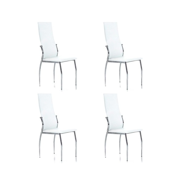 Silla Tapizada Boston Pack 4 Unidades Blancas | Venta de Muebles Online
