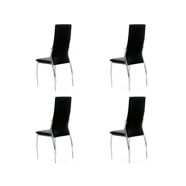 Silla Tapizada Boston Pack 4 Unidades Negras | Venta de Muebles Online
