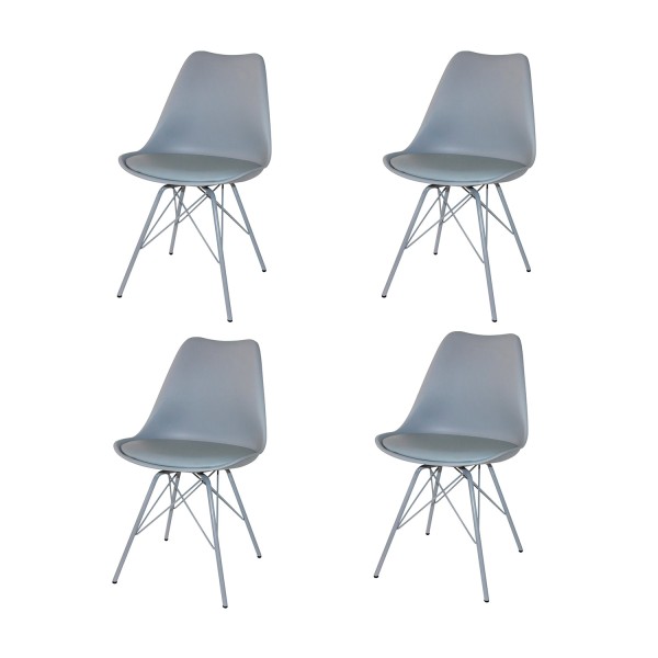 Pack 4 Sillas Tower Métal Grises | Venta de Muebles Online