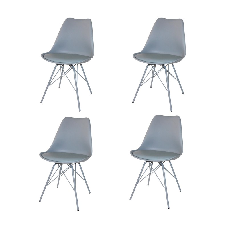 Pack 4 Sillas Tower Métal Grises | Venta de Muebles Online