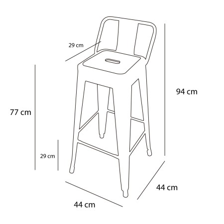Taburete Lank Industrial Con Respaldo | Venta de Muebles Online