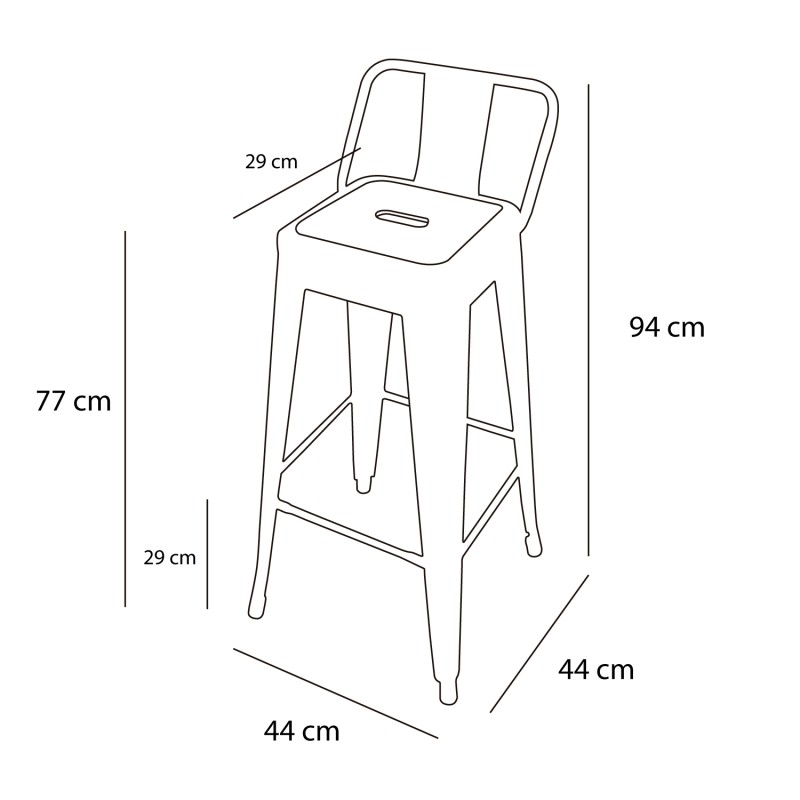 Taburete Lank Old Industrial Con Respaldo | Venta de Muebles Online