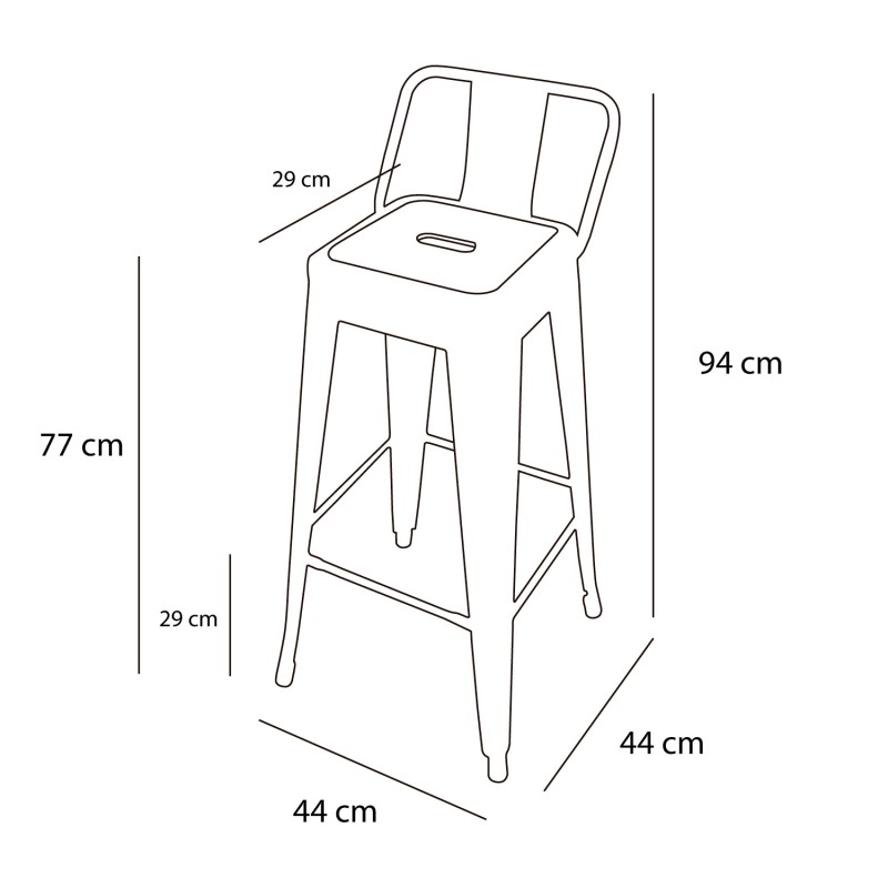 Taburete Lank Industrial Con Respaldo Metálico | Venta de Muebles Online