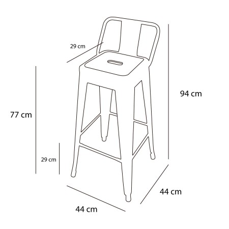 Taburete Lank Industrial Con Respaldo Metálico | Venta de Muebles Online