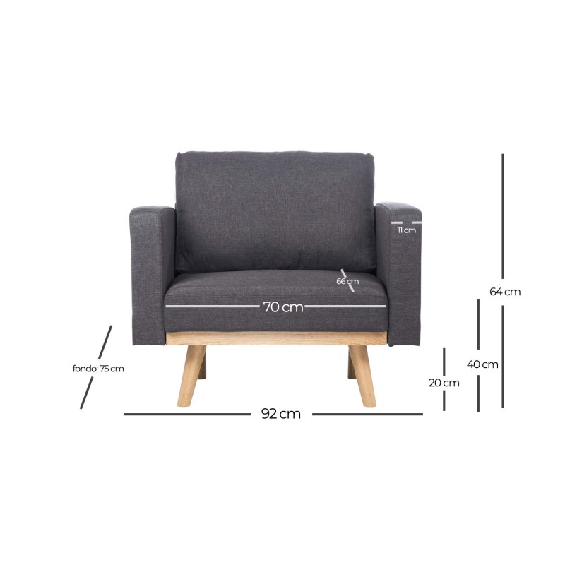 Sillón Marant estilo nórdico Gris oscuro | Venta de Muebles Online