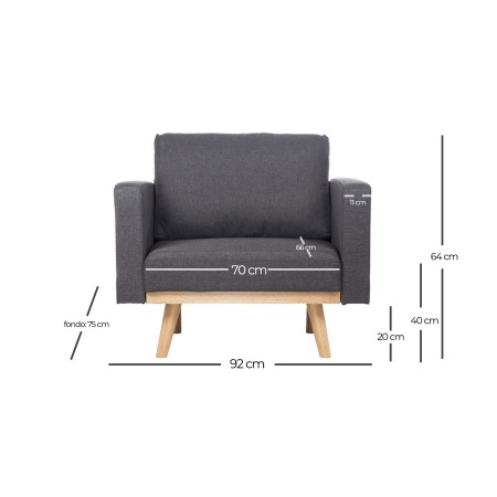 Sillón Marant estilo nórdico Gris oscuro | Venta de Muebles Online