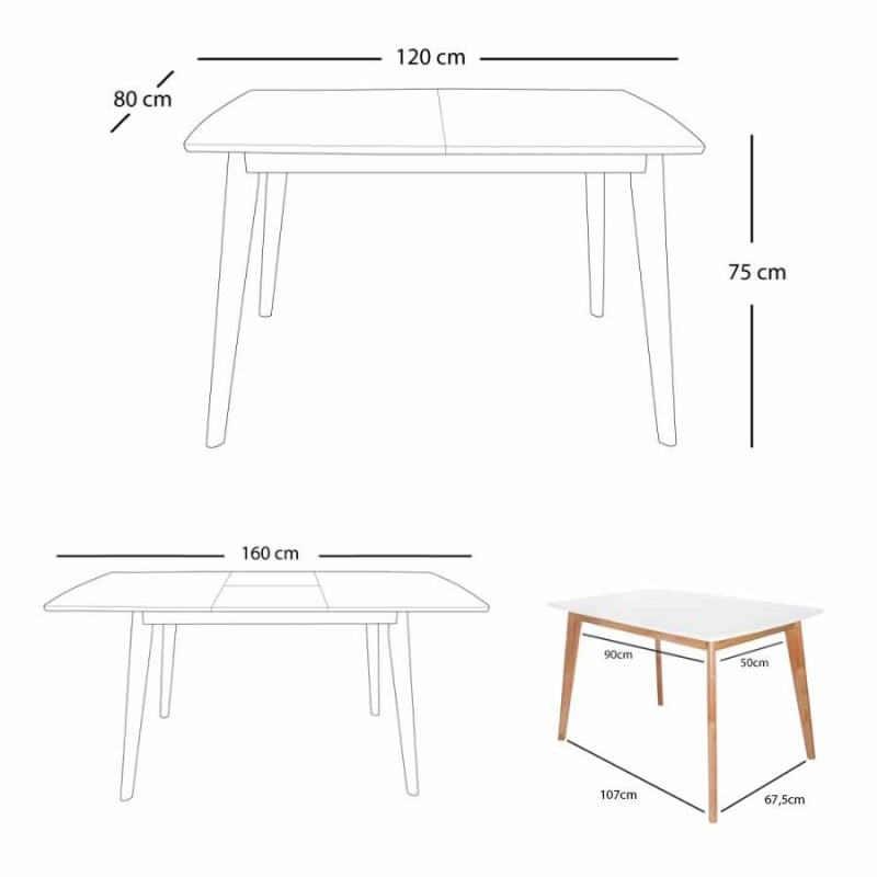 Mesa Blanca y Natural Extensible | Venta de Muebles Online