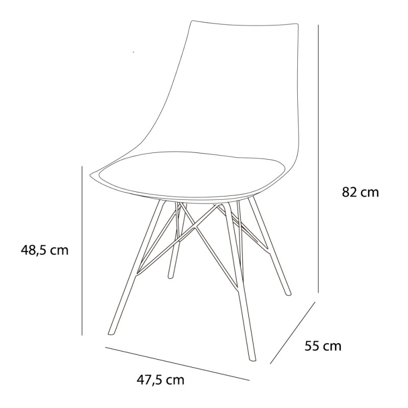Silla Tower Con Patas De Metal Y Asiento Con Cojín