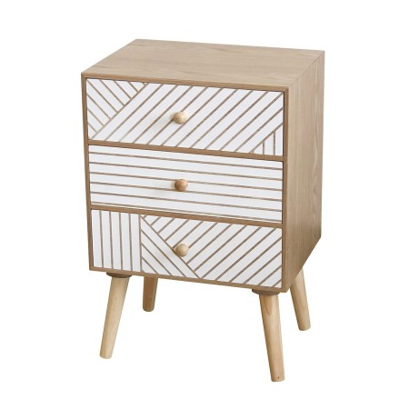 Mesita De Noche Con 3 Cajones Plus Estilo Nórdico Iana | Venta de Muebles Online
