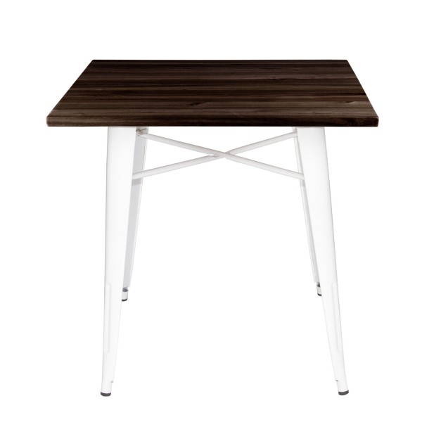Mesa 80x80 blanca y madera oscura | Venta de Muebles Online
