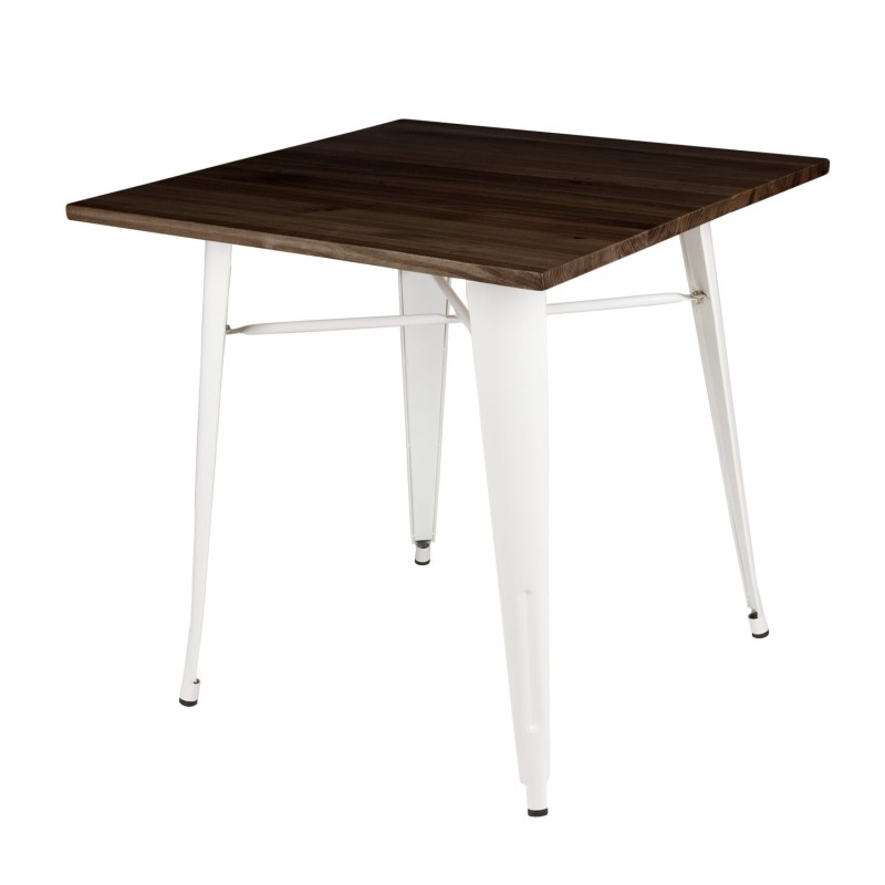 Mesa 80x80 blanca y madera oscura | Venta de Muebles Online
