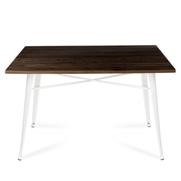 Mesa 120x80 Tolix blanca y madera oscura | Venta de Muebles Online
