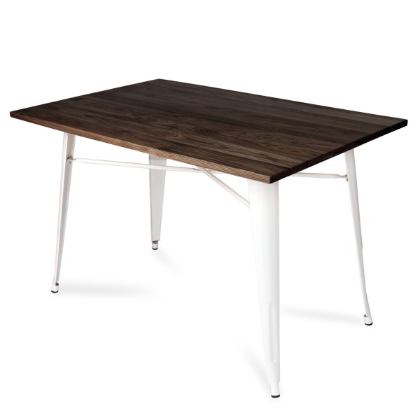 Mesa 120x80 Tolix blanca y madera oscura | Venta de Muebles Online 2