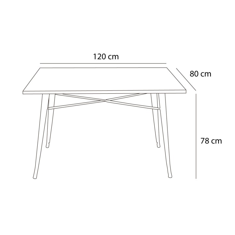 Mesa 120x80 Tolix blanca y madera oscura | Venta de Muebles Online