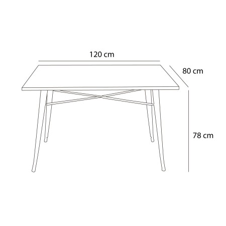Mesa 120x80 Tolix blanca y madera oscura | Venta de Muebles Online