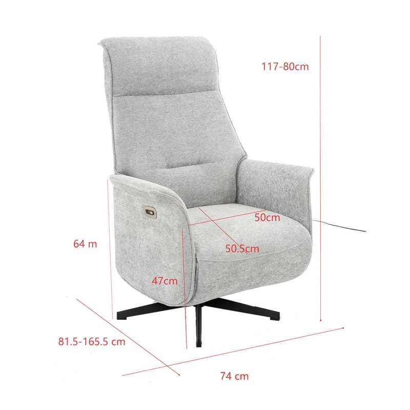 Sillón Fred Relax Eléctrico Gris Claro - Sillón relax eléctrico de diseño – UKUKHOME.COM