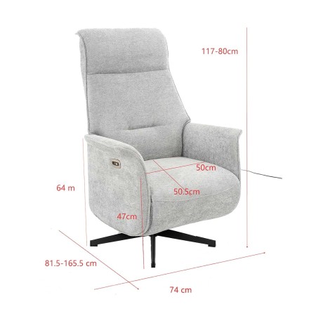 Sillón Fred Relax Eléctrico Gris Claro - Sillón relax eléctrico de diseño – UKUKHOME.COM