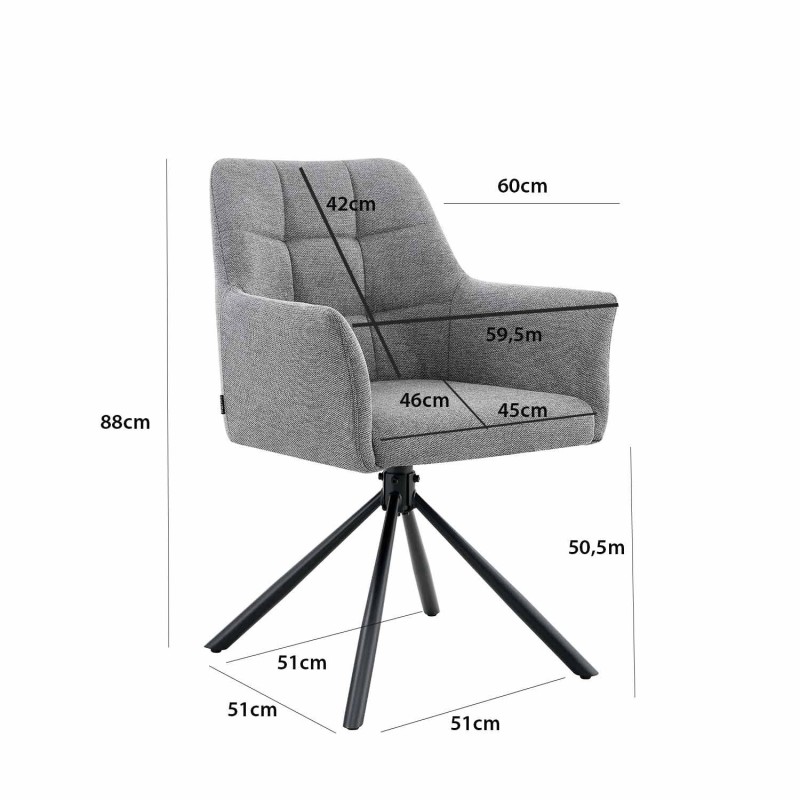 Sillón Giratorio Zenith Gris - Sillón tapizado moderno y confortable – UKUKHOME.COM
