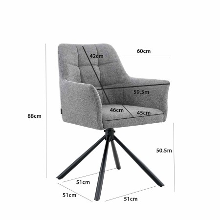 Sillón Giratorio Zenith Gris - Sillón tapizado moderno y confortable – UKUKHOME.COM