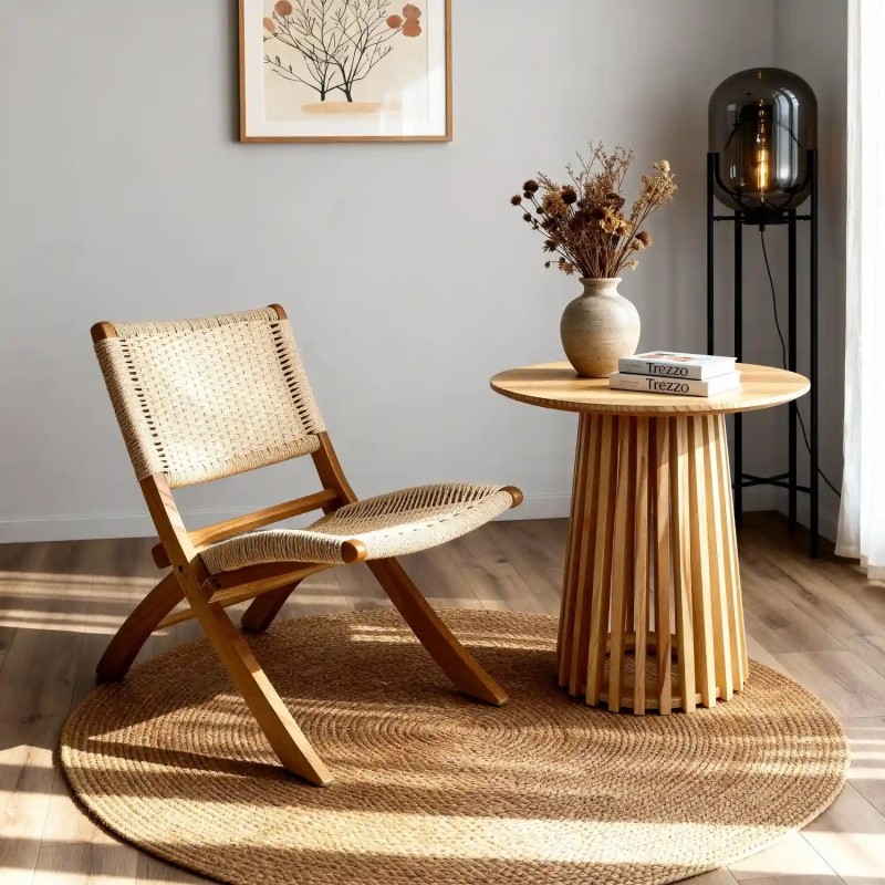 Sillón Mali madera de olmo y cuerda natural | Ukukhome