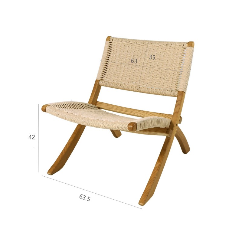 Sillón Mali madera de olmo y cuerda natural | Ukukhome