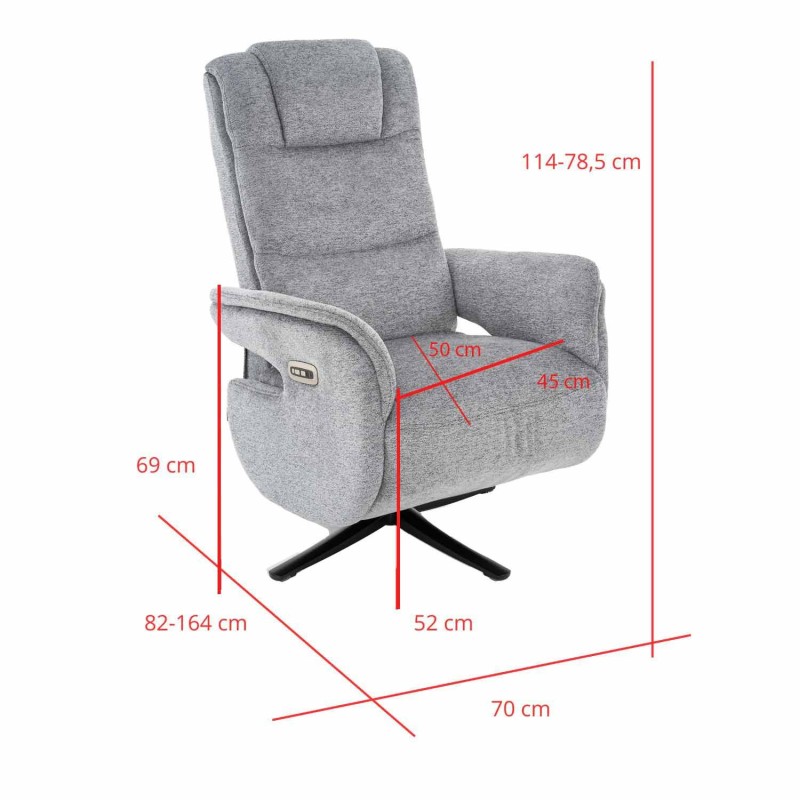 Sillón Clark Relax Eléctrico Gris - Sillón relax eléctrico de diseño – UKUKHOME.COM