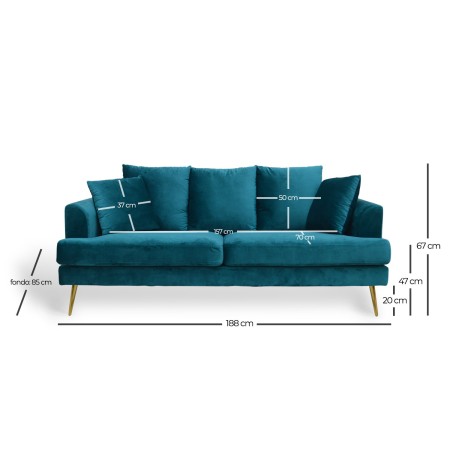 Sofá 3 Plazas Vogue terciopelo | Venta de Muebles Online