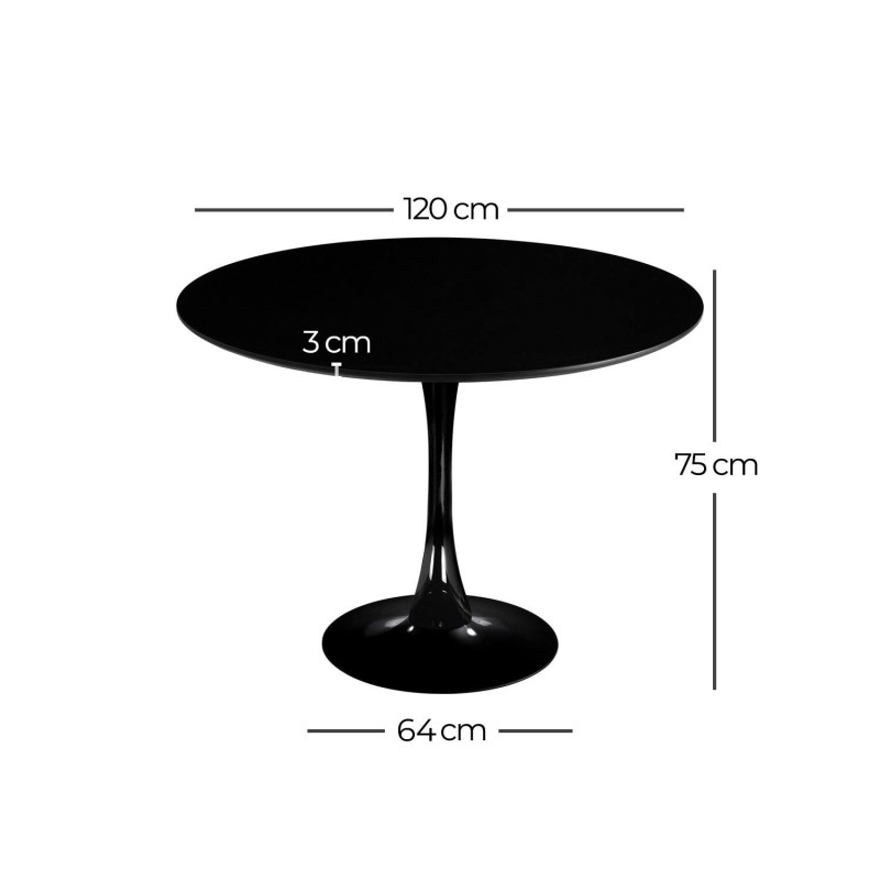 Mesa Redonda Ibiza negra Ø120 CM | Venta de Muebles Online