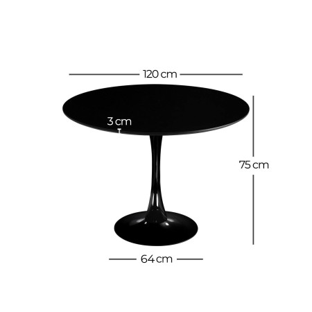 Mesa Redonda Ibiza negra Ø120 CM | Venta de Muebles Online