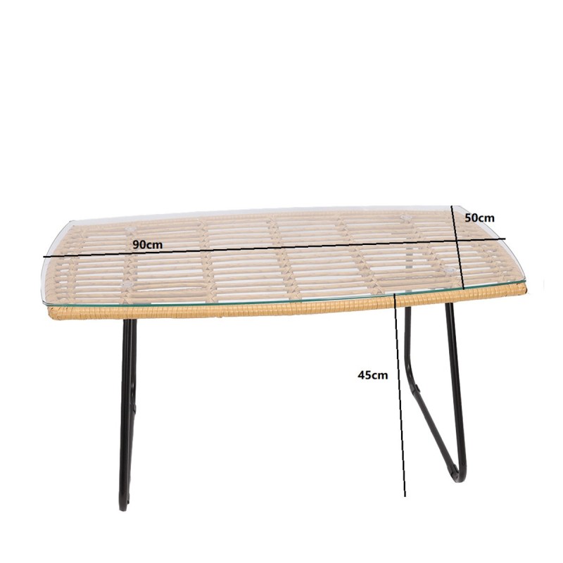 Mesa Centro Raffles En Ratan De 90 Cm | Venta de Muebles Online