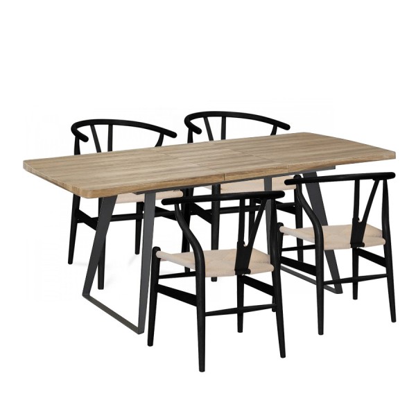 Pack 4 Sillas Wishgrey Black + Mesa Brecker | Venta de Muebles Online