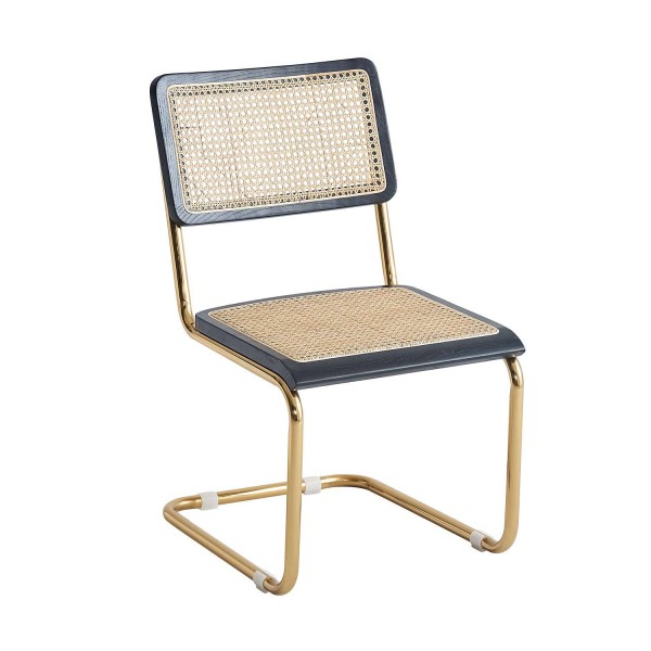 Silla Zulma en acero, madera y ratán