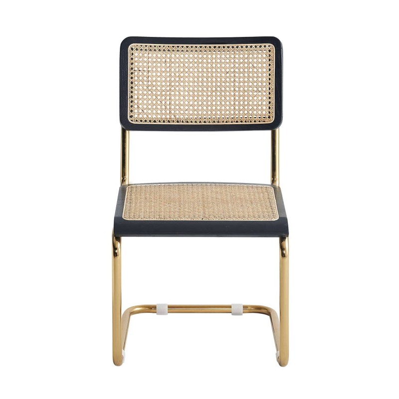 Silla Zulma en acero, madera y ratán