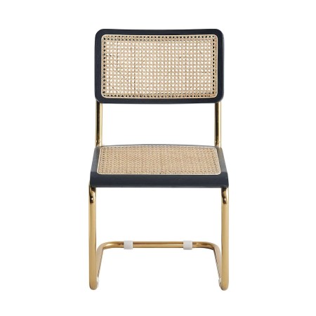 Silla Zulma en acero, madera y ratán