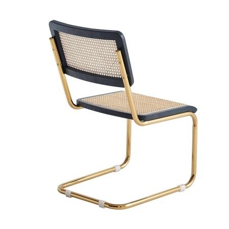 Silla Zulma en acero, madera y ratán
