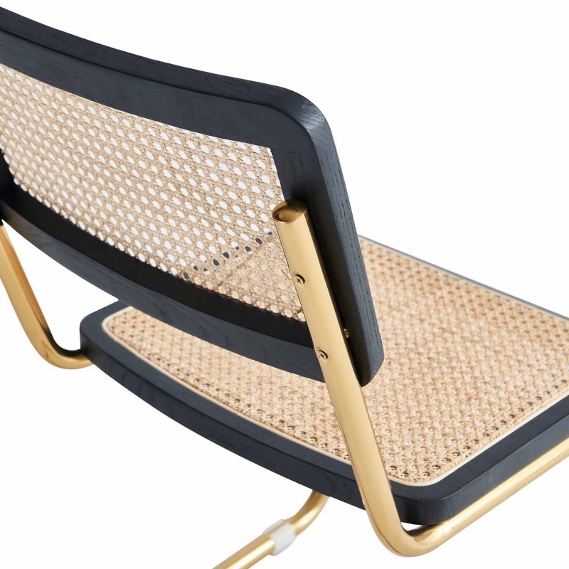 Silla Zulma en acero, madera y ratán